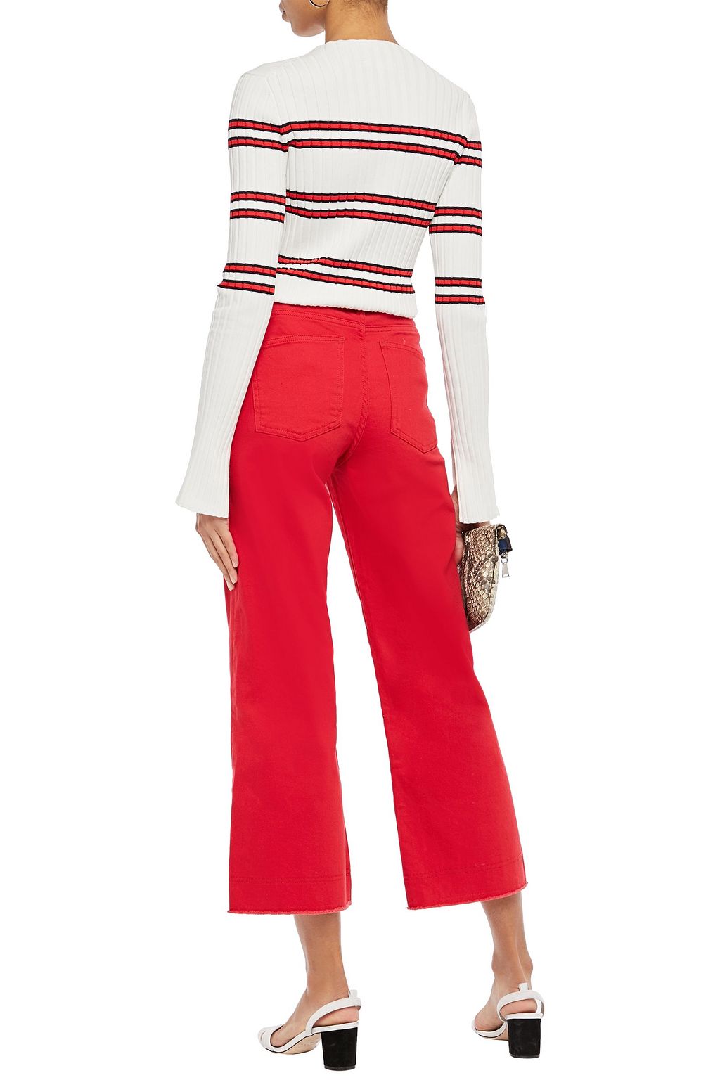 MAJE Cropped high-rise wide-leg jeans
