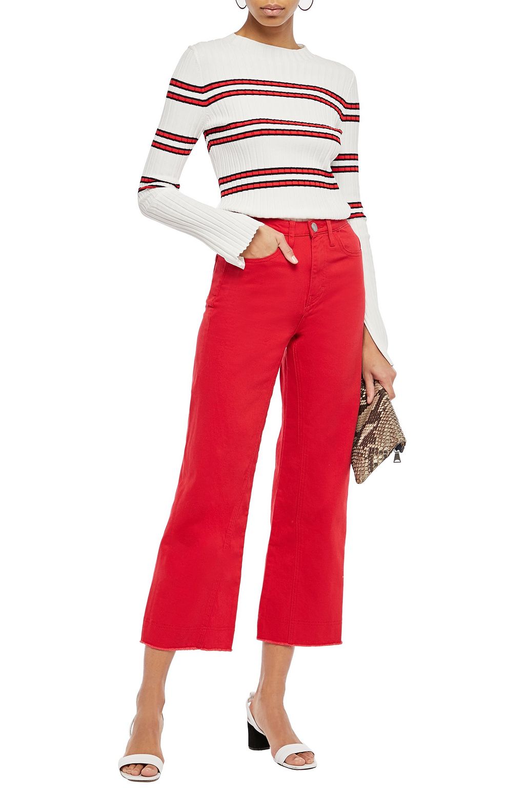 MAJE Cropped high-rise wide-leg jeans