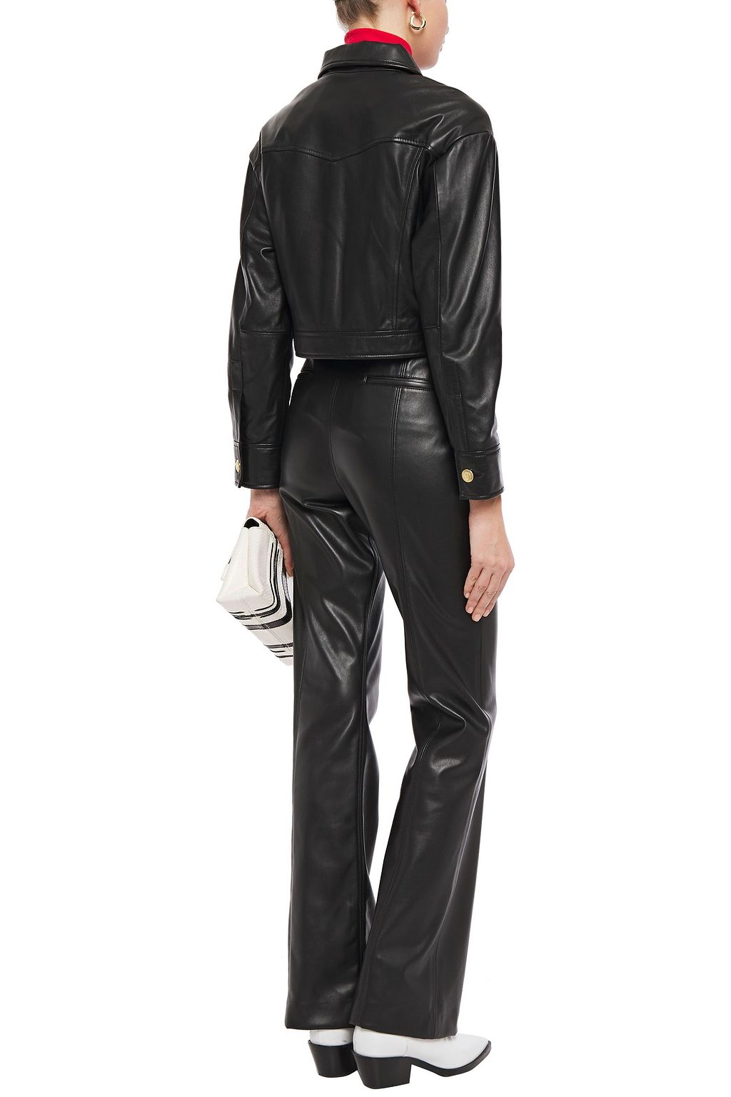 MAJE Cropped leather jacket