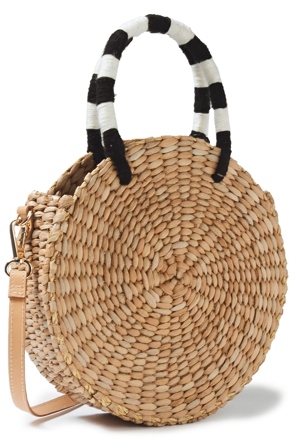 KAYU Pompom-embellished woven straw tote