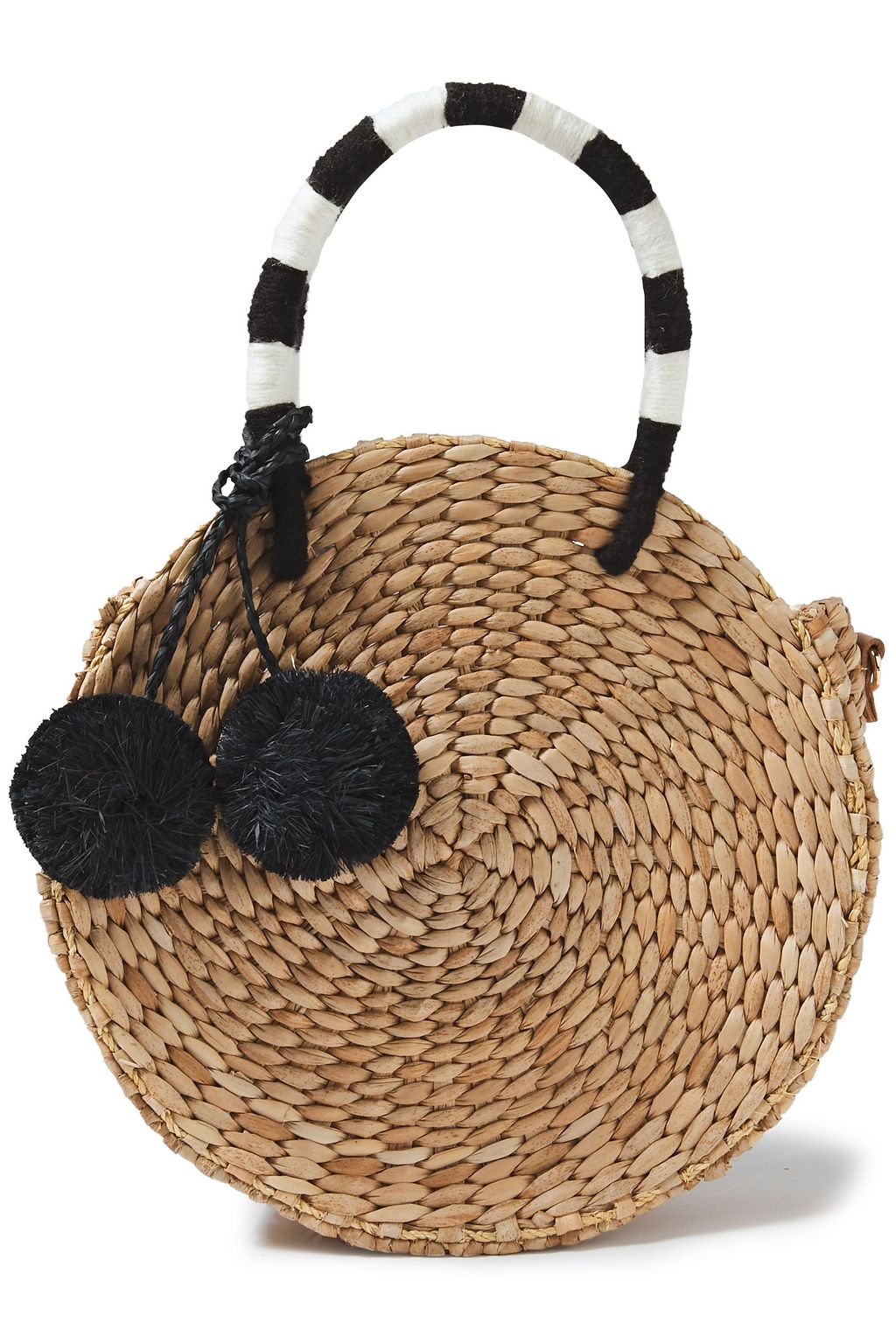 KAYU Pompom-embellished woven straw tote