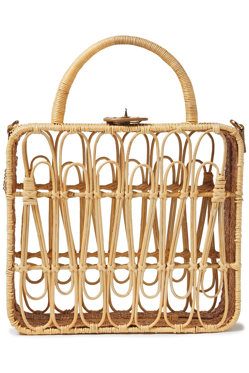 KAYU Safia leather-trimmed rattan shoulder bag