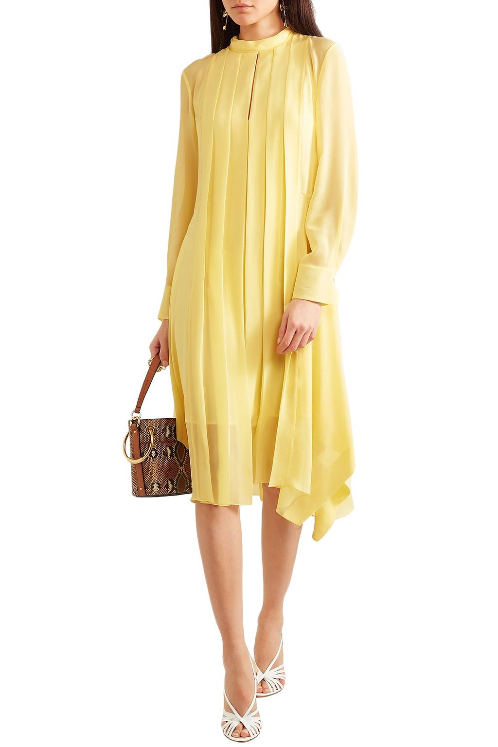 CHLOÉ Pleated silk-chiffon dress