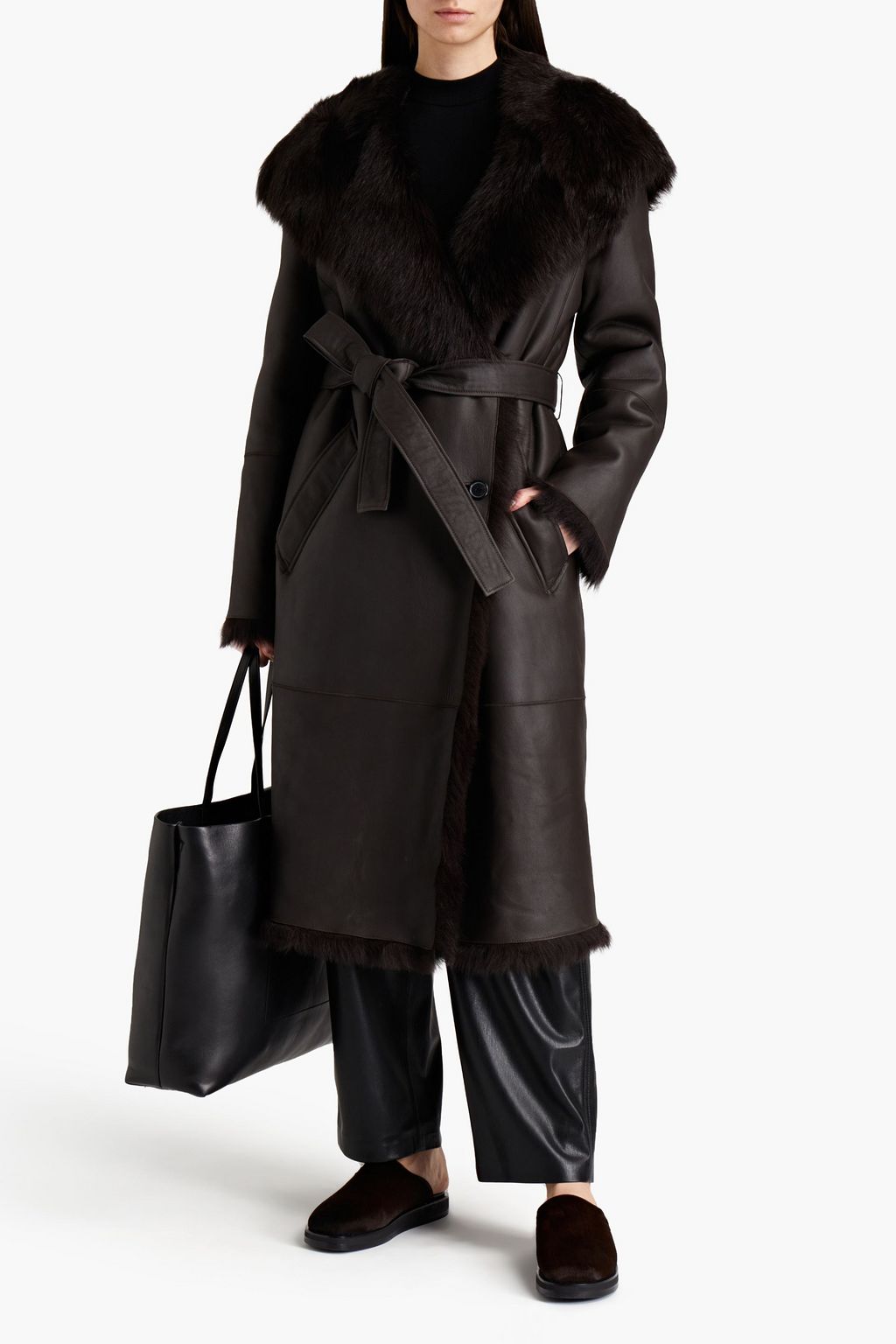 JOSEPH Cree shearling trench coat