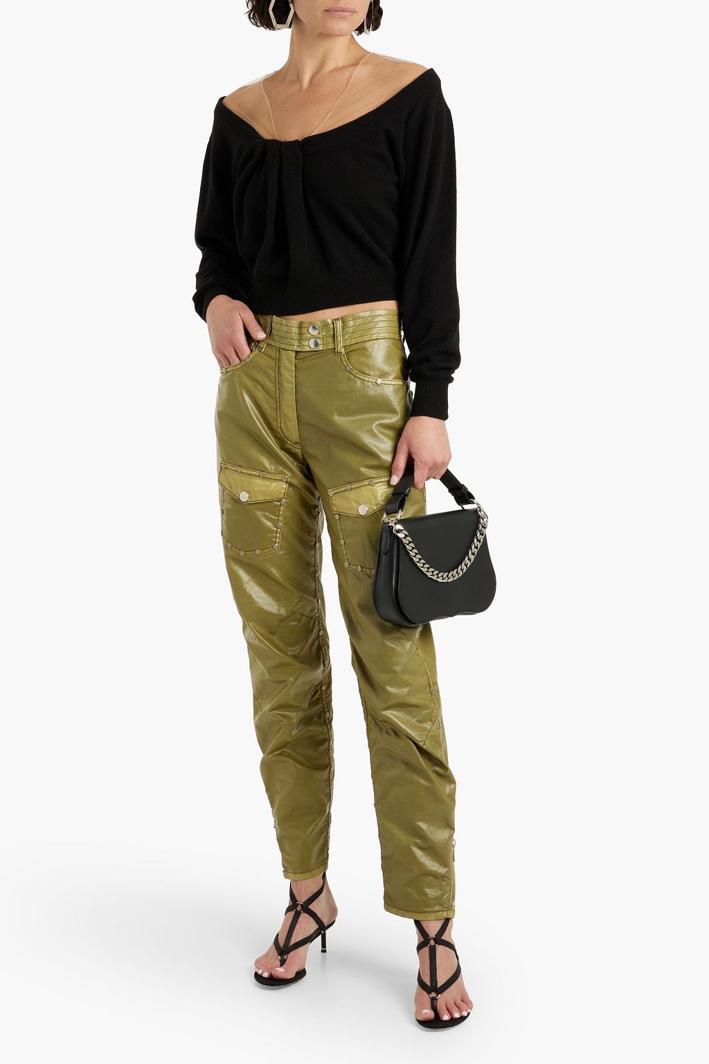 ALEXANDER WANG Tulle-paneled wool-blend sweater