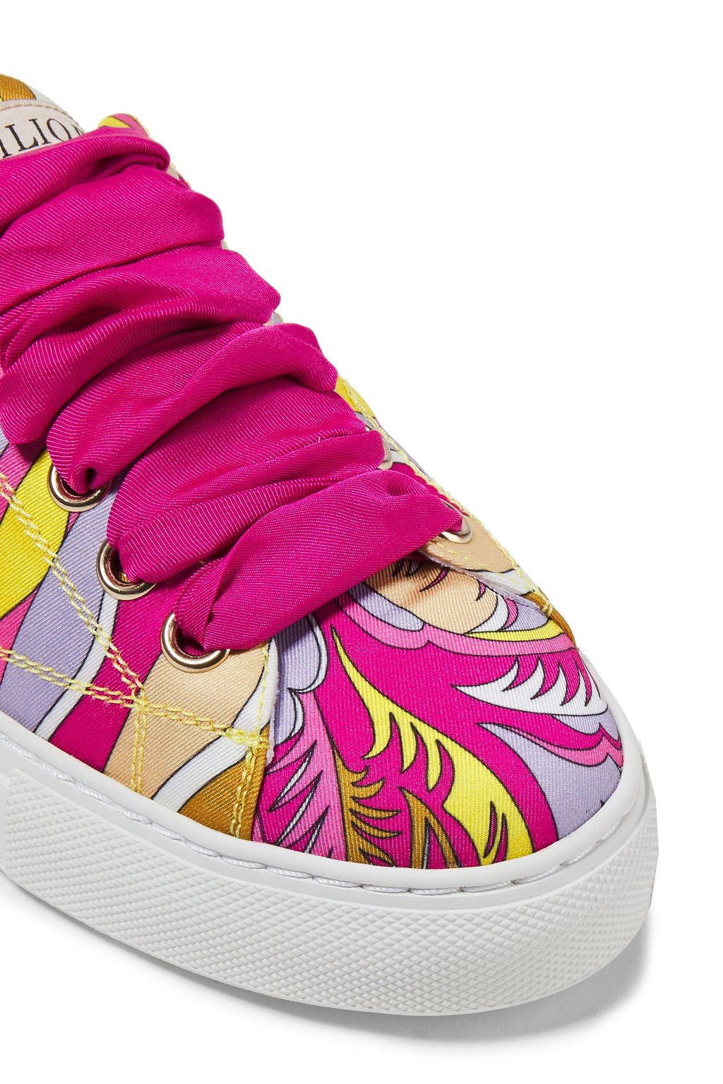 PUCCI Leather-trimmed printed satin-twill sneakers
