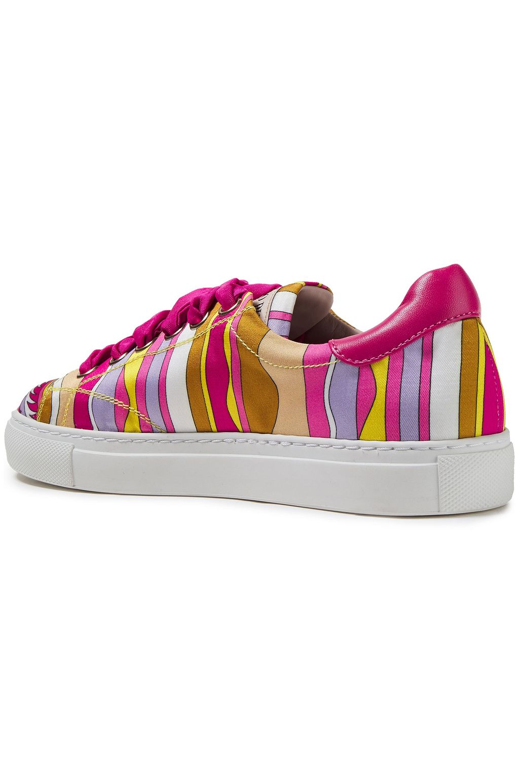 PUCCI Leather-trimmed printed satin-twill sneakers