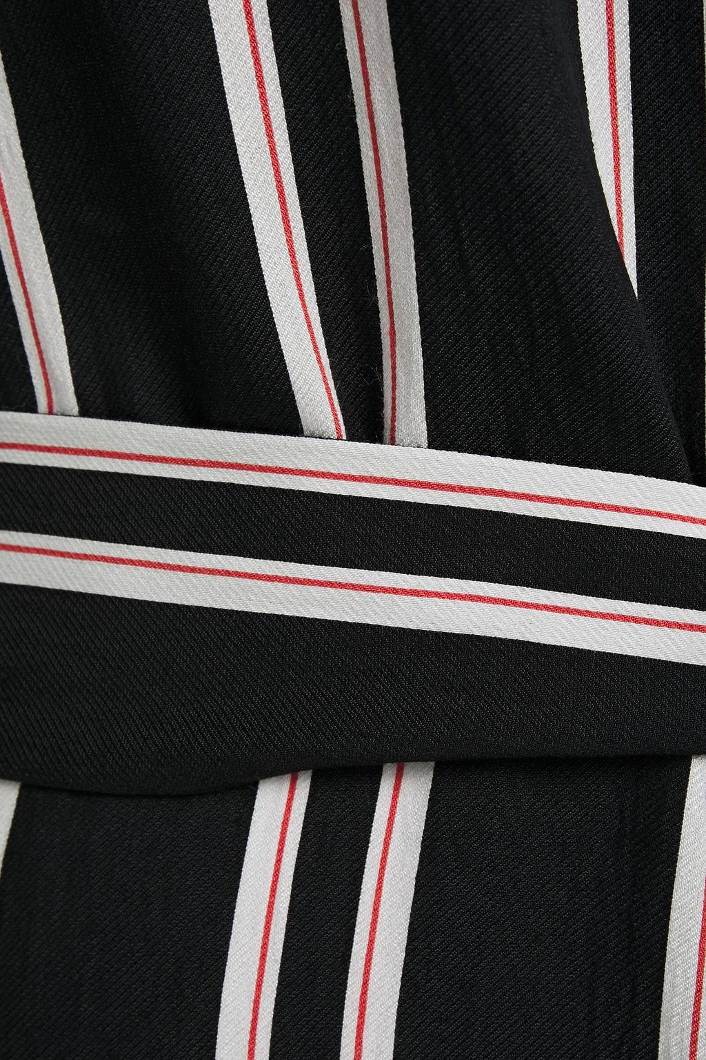 MAJE Belted striped twill midi dress