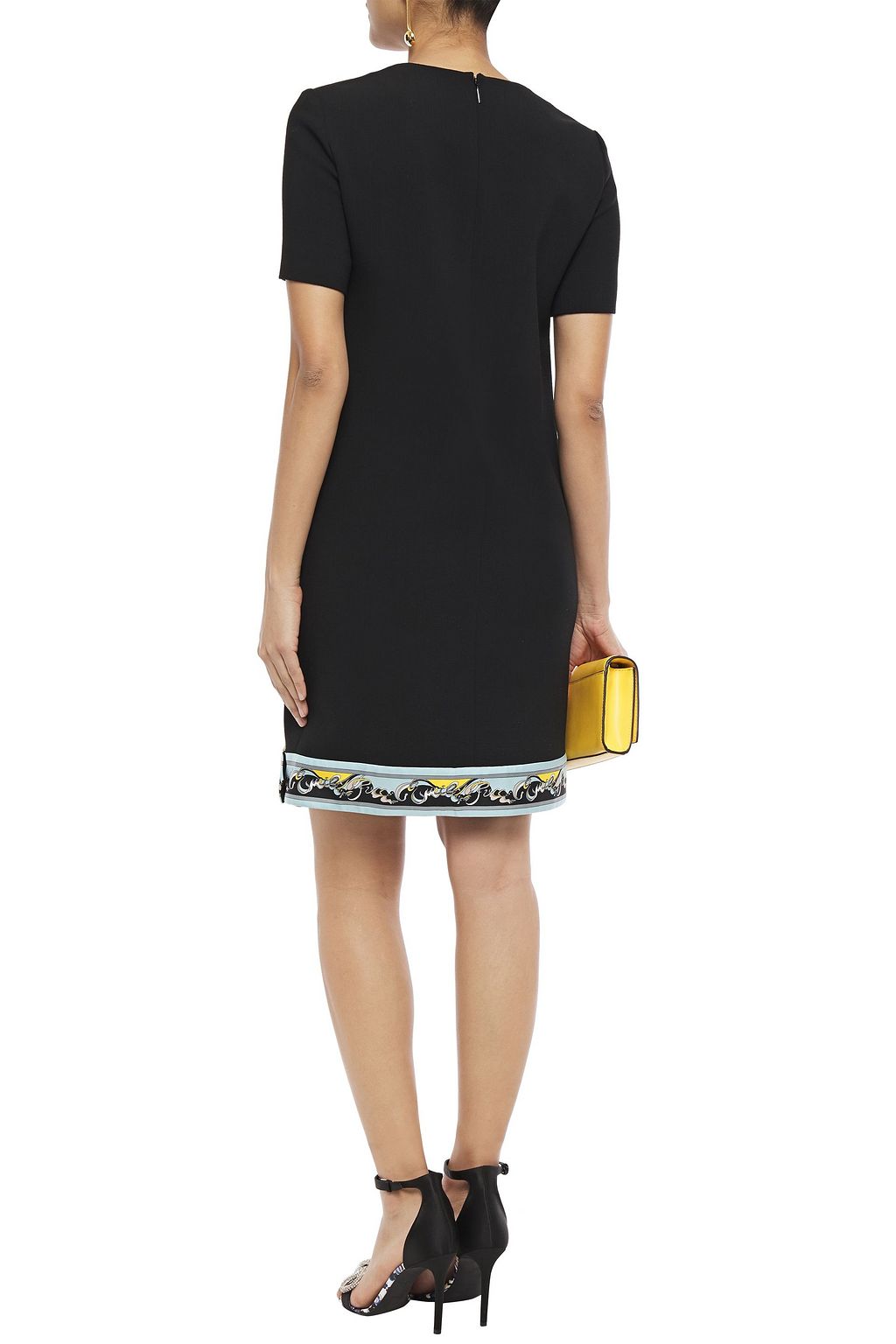 PUCCI Embellished printed twill-trimmed wool-blend mini dress