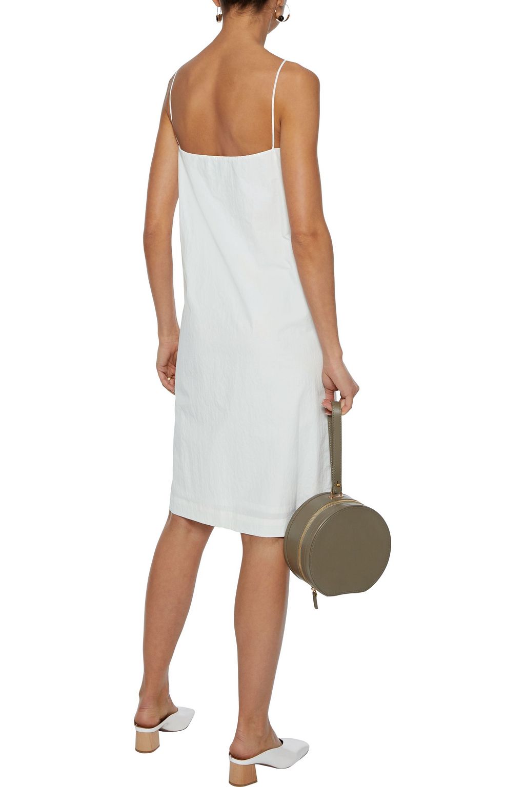 DEVEAUX Coco crinkled-shell slip dress