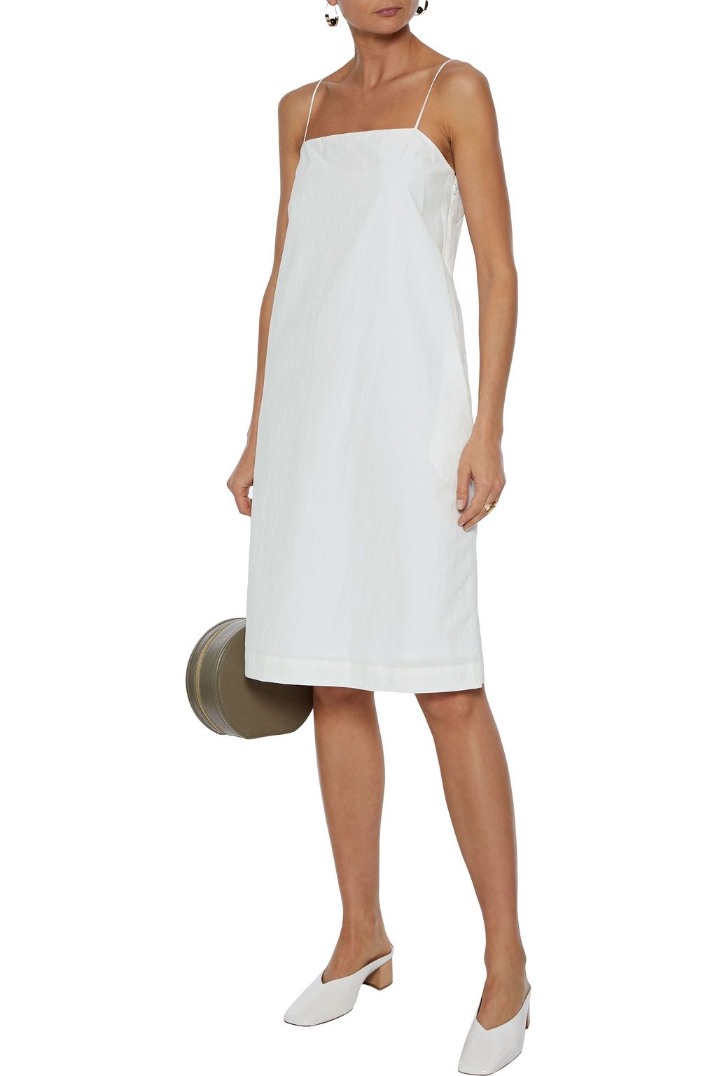 DEVEAUX Coco crinkled-shell slip dress