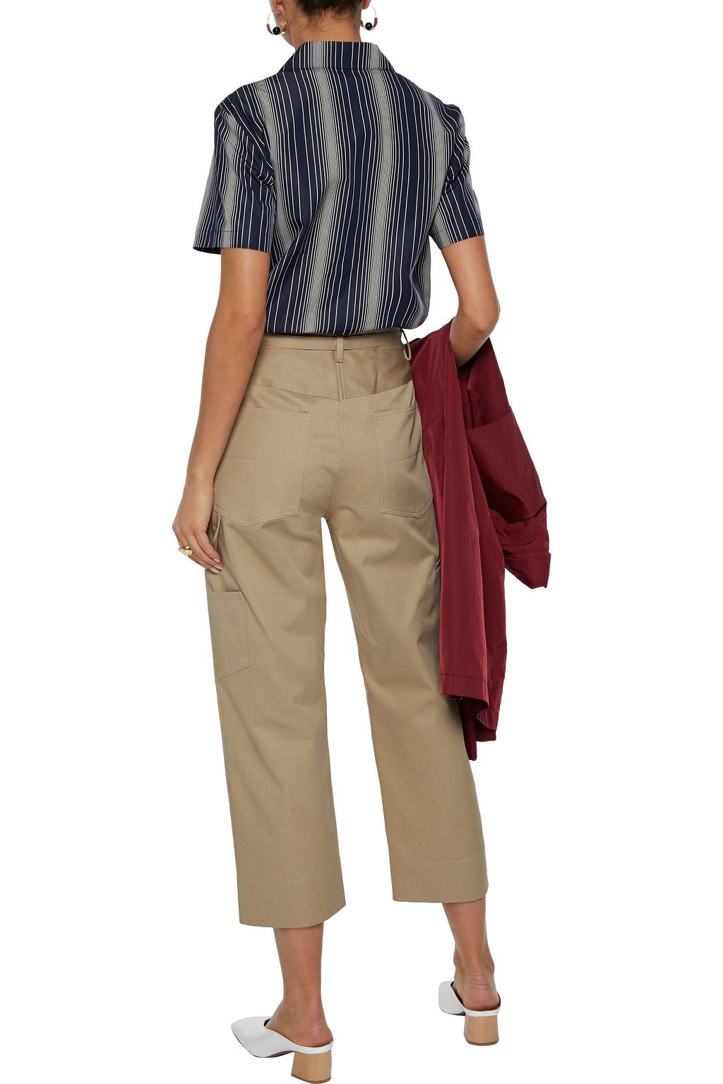 DEVEAUX Cropped cotton-twill straight-leg pants