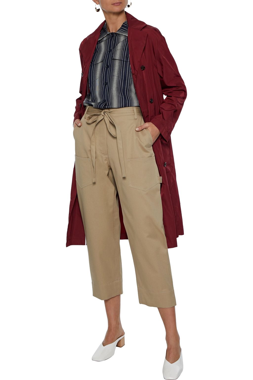 DEVEAUX Cropped cotton-twill straight-leg pants