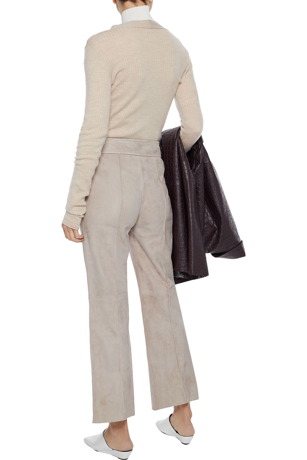 JOSEPH Ridge cropped suede flared pants
