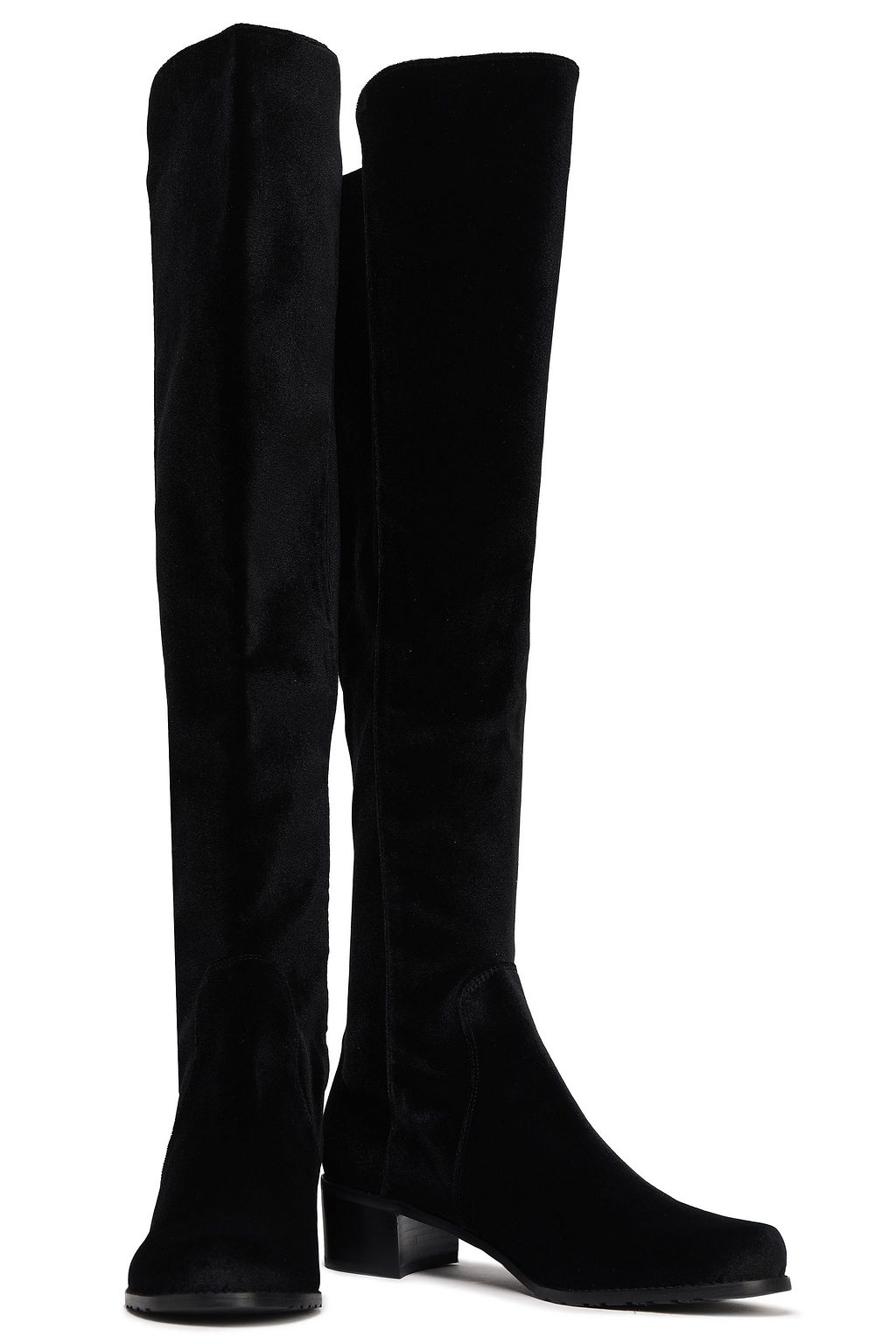 STUART WEITZMAN Velvet and stretch-knit knee boots