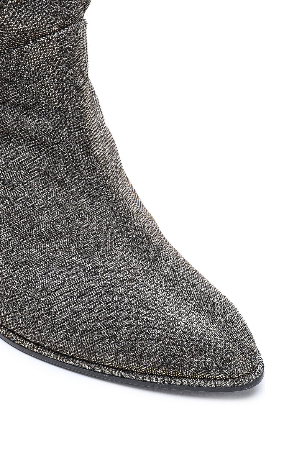 STUART WEITZMAN Ruched glittered stretch-knit knee boots