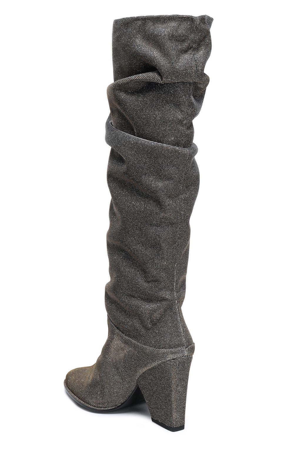 STUART WEITZMAN Ruched glittered stretch-knit knee boots