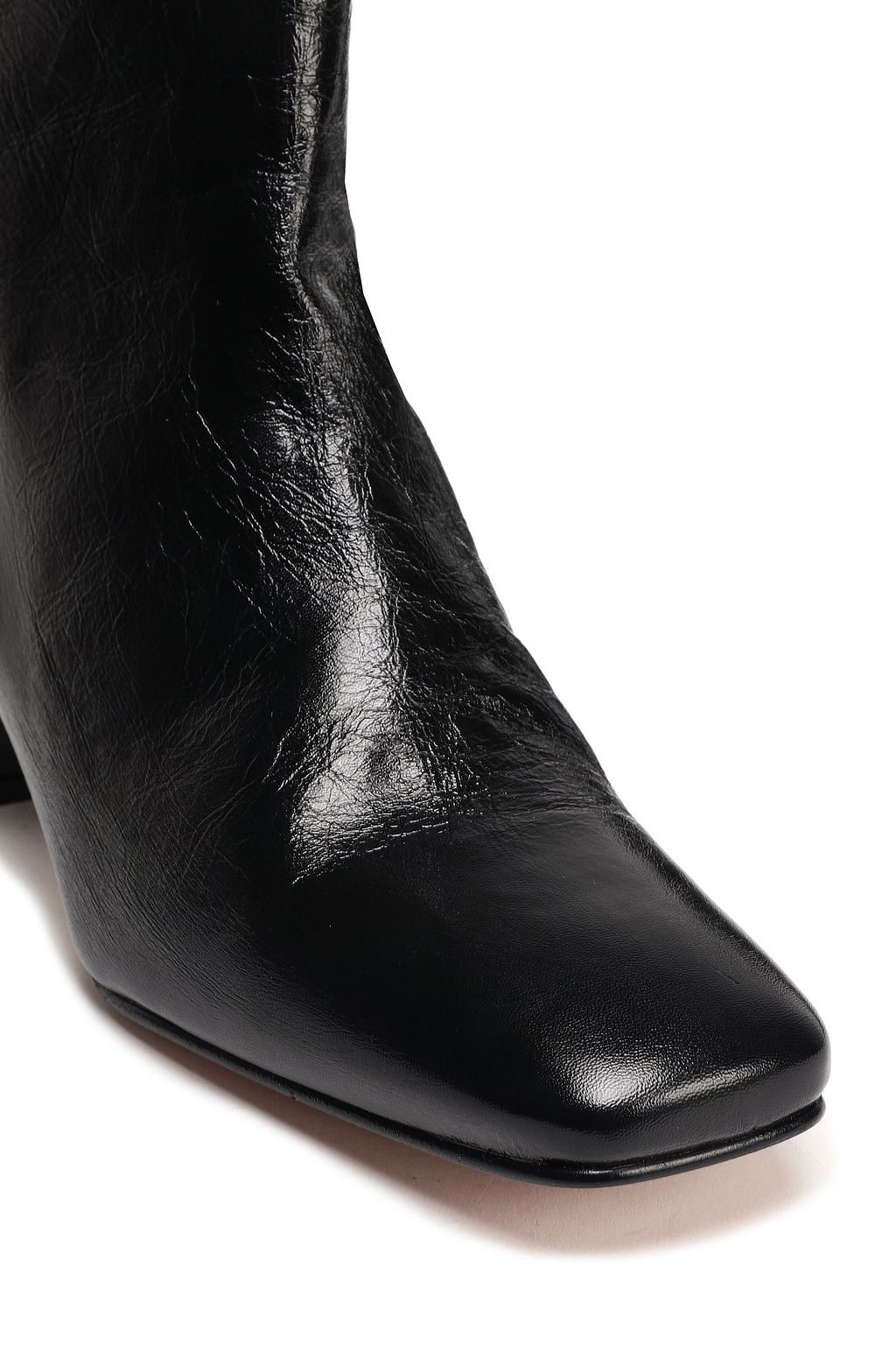STUART WEITZMAN Crinkled glossed-leather ankle boots