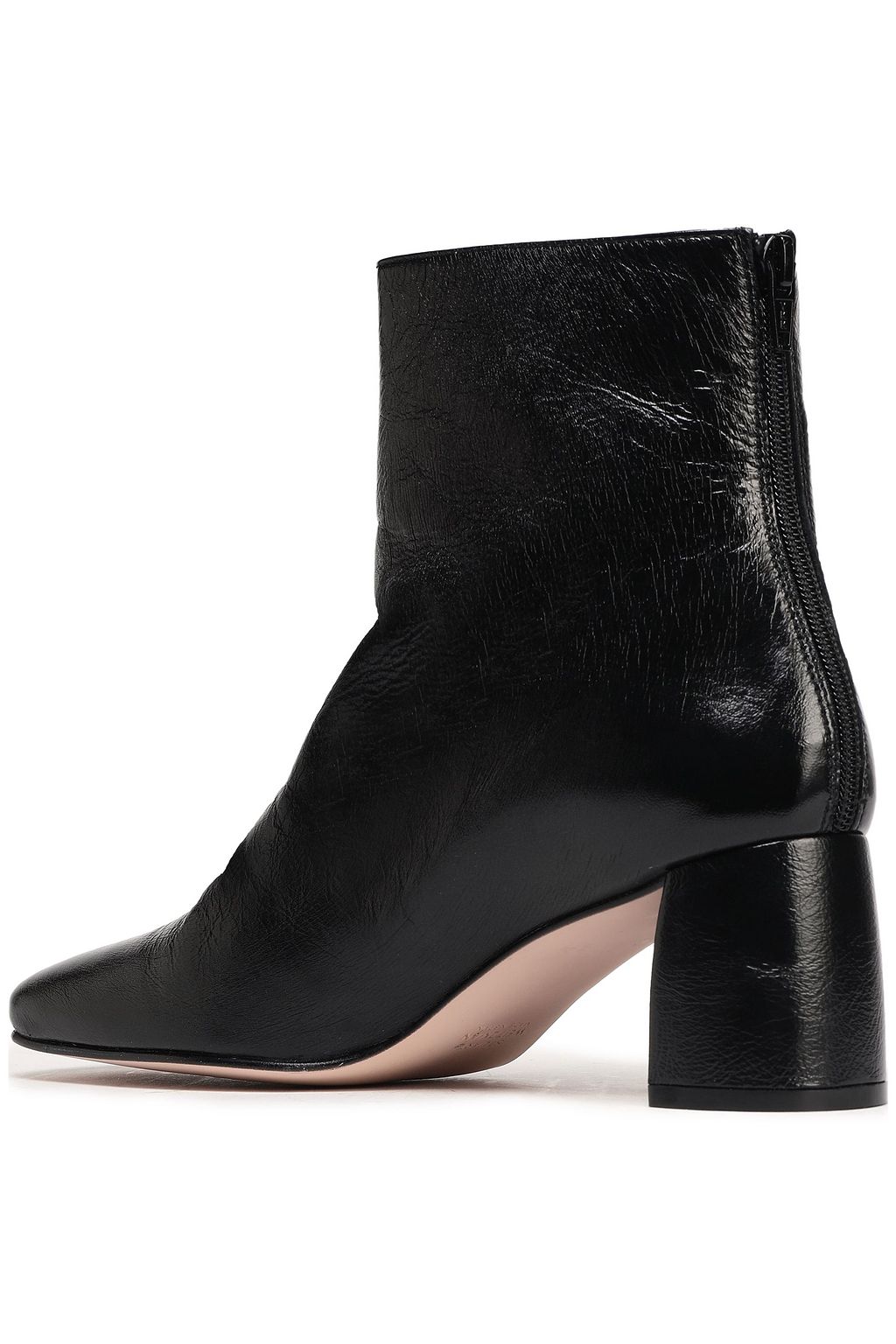 STUART WEITZMAN Crinkled glossed-leather ankle boots