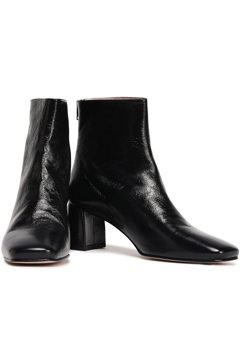 STUART WEITZMAN Crinkled glossed-leather ankle boots