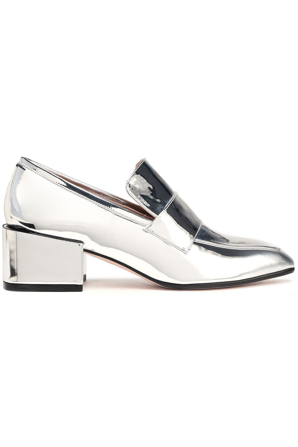 stuart weitzman silver loafers