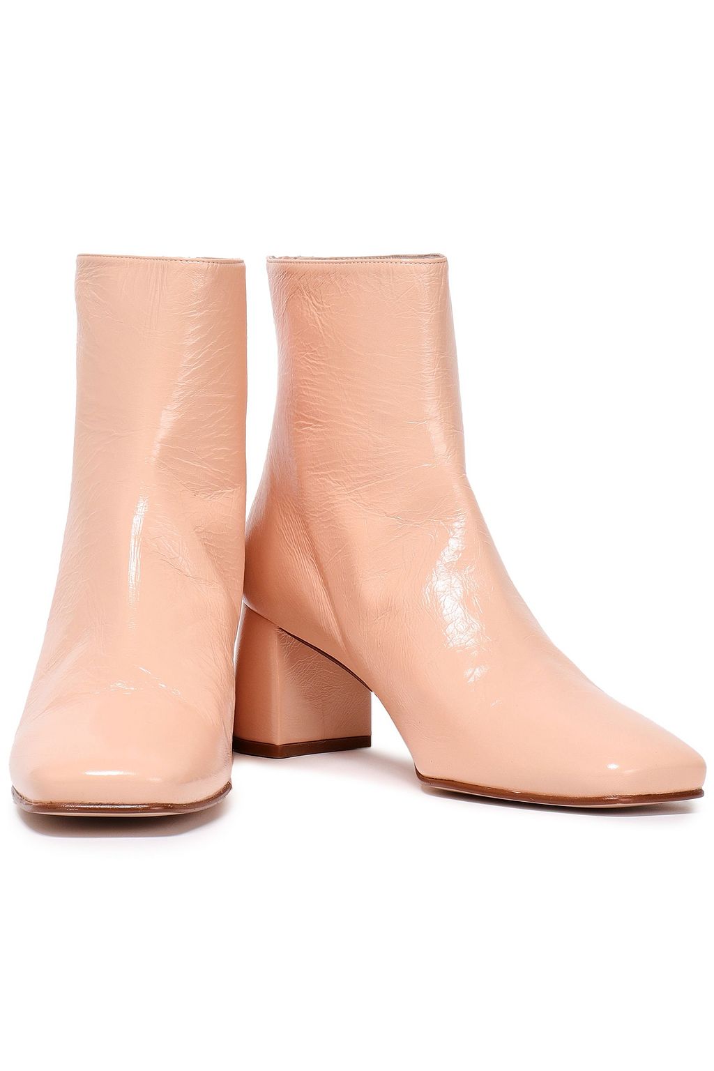 STUART WEITZMAN Crinkled glossed-leather ankle boots