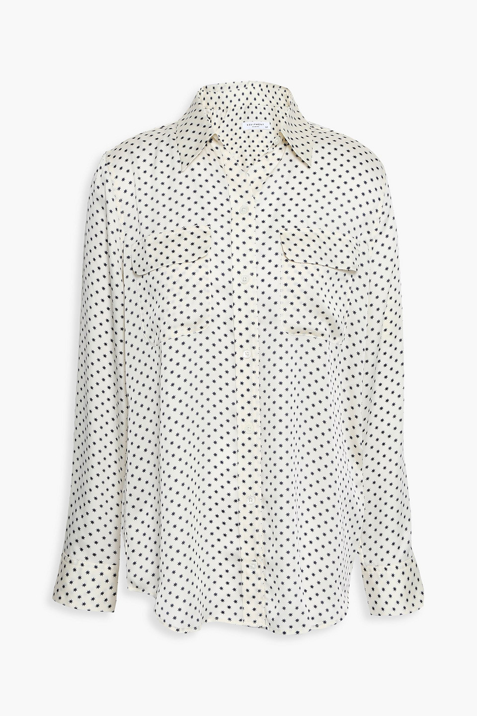 equipment - slim signature printed washed-satin shirt - white - xs