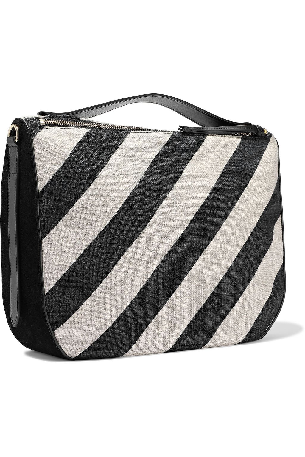 J.W.ANDERSON Moon large striped canvas, glossed-leather and suede shoulder bag