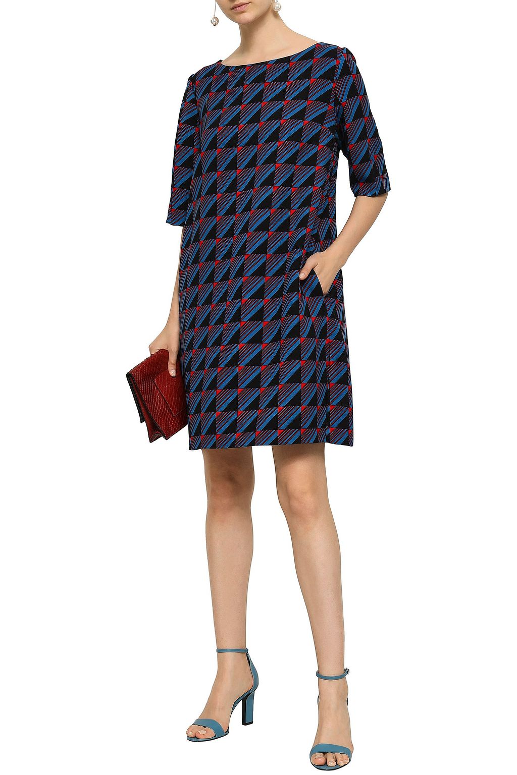 MARNI Printed wool-crepe mini dress