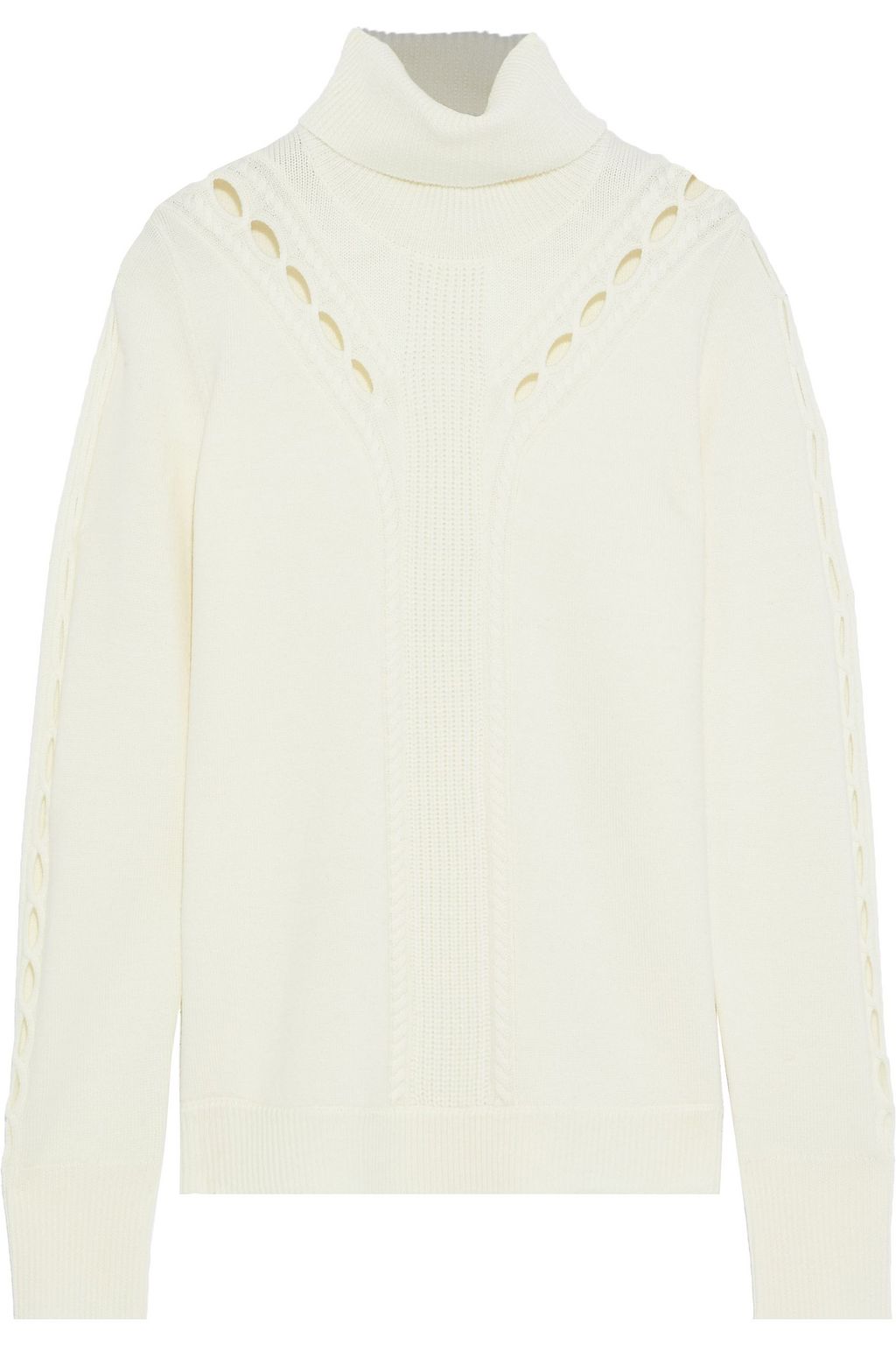Carmelo open knit trimmed merino wool turtleneck sweater Carmelo open knit trimmed merino wool turtleneck sweater