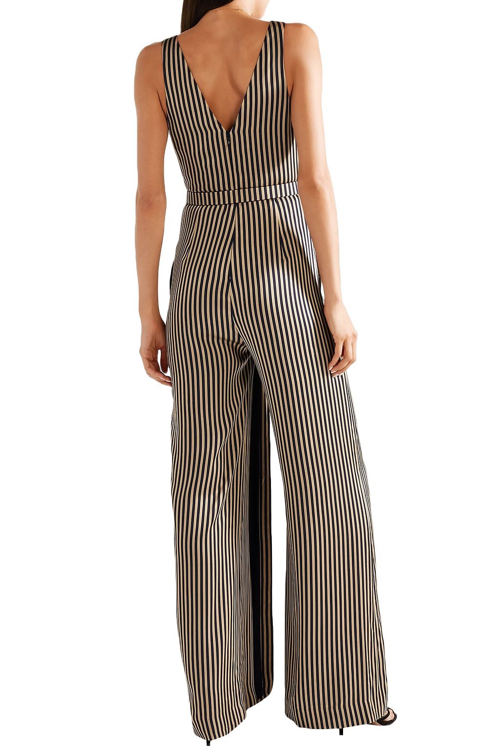 SIMKHAI Wrap-effect striped sateen jumpsuit