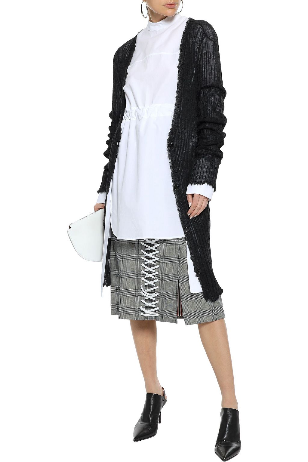 ANN DEMEULEMEESTER Distressed ribbed mohair, alpaca and silk-blend cardigan