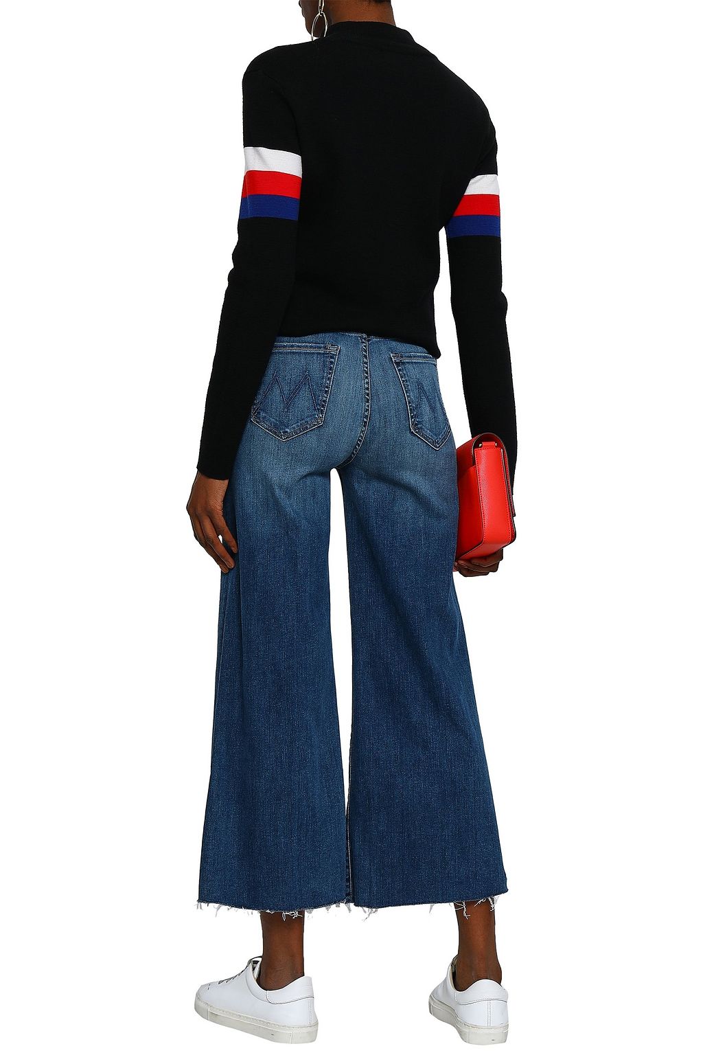 MOTHER The Swooner cropped frayed high-rise wide-leg jeans