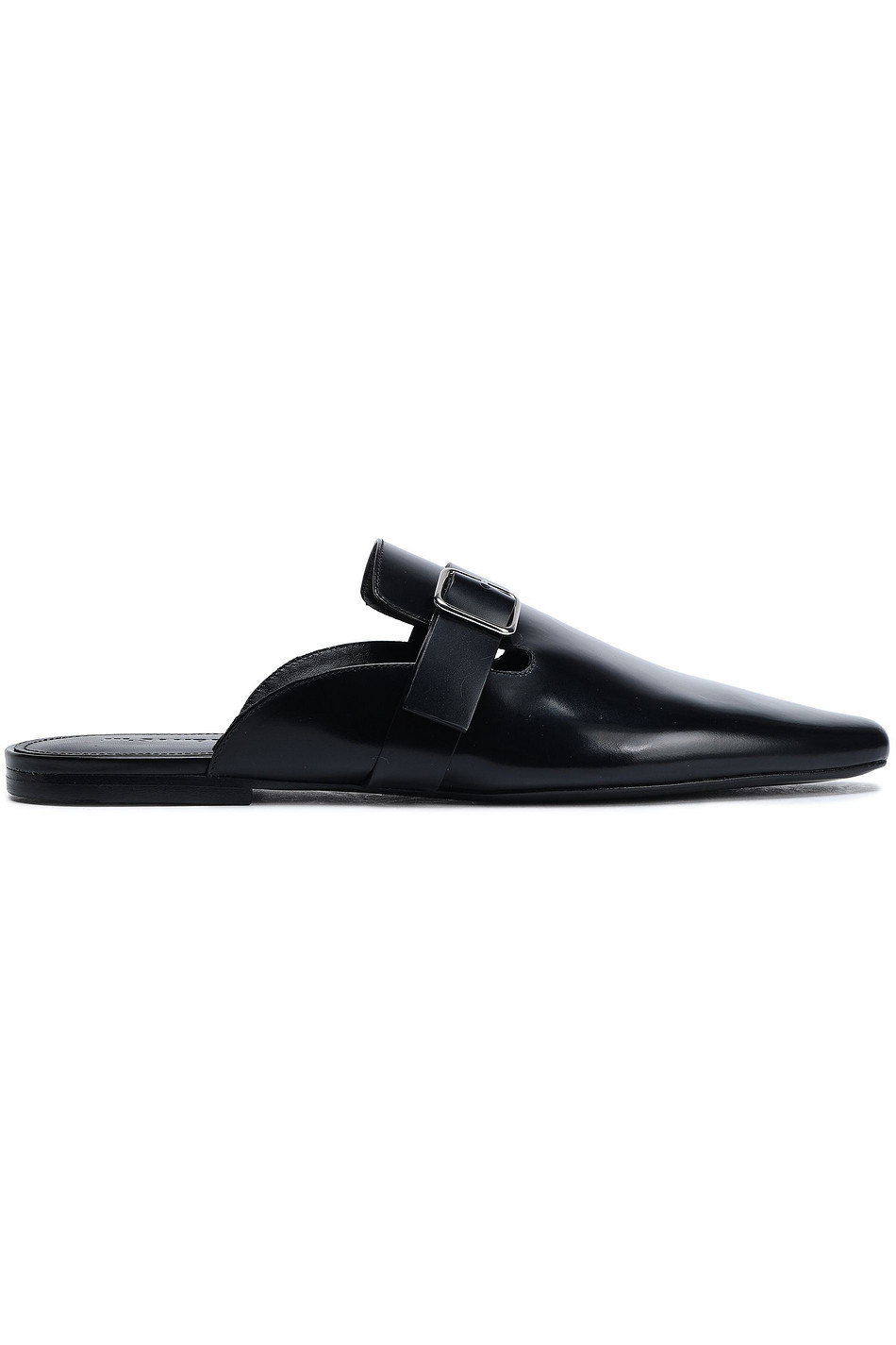 JIL SANDER Buckled glossed-leather slippers