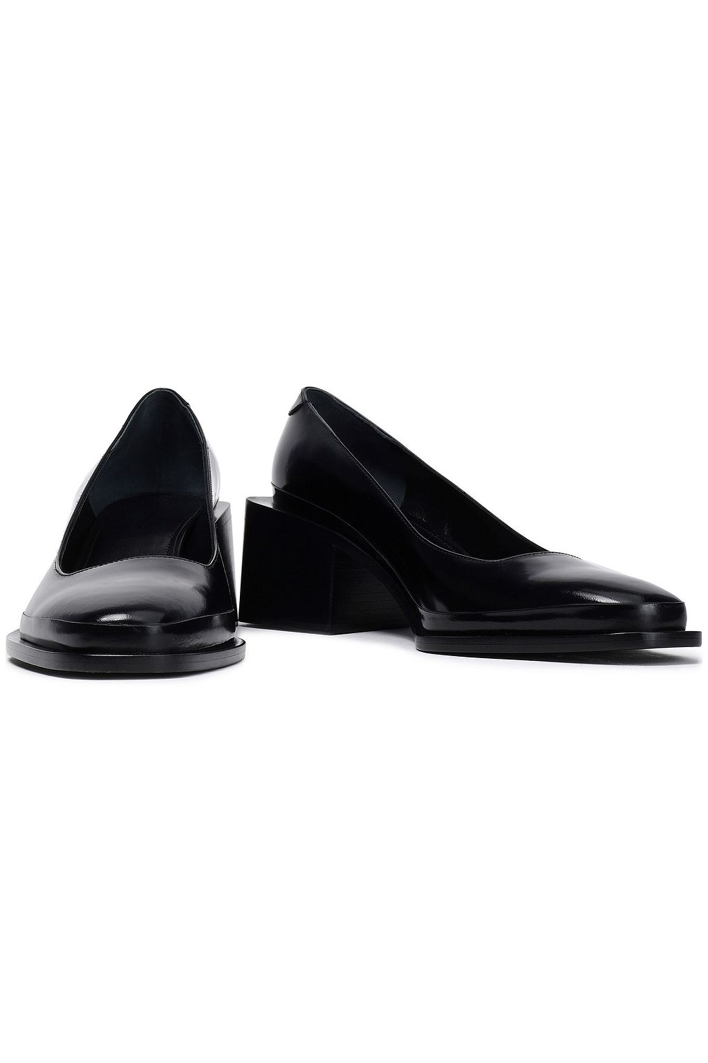 JIL SANDER Glossed-leather pumps