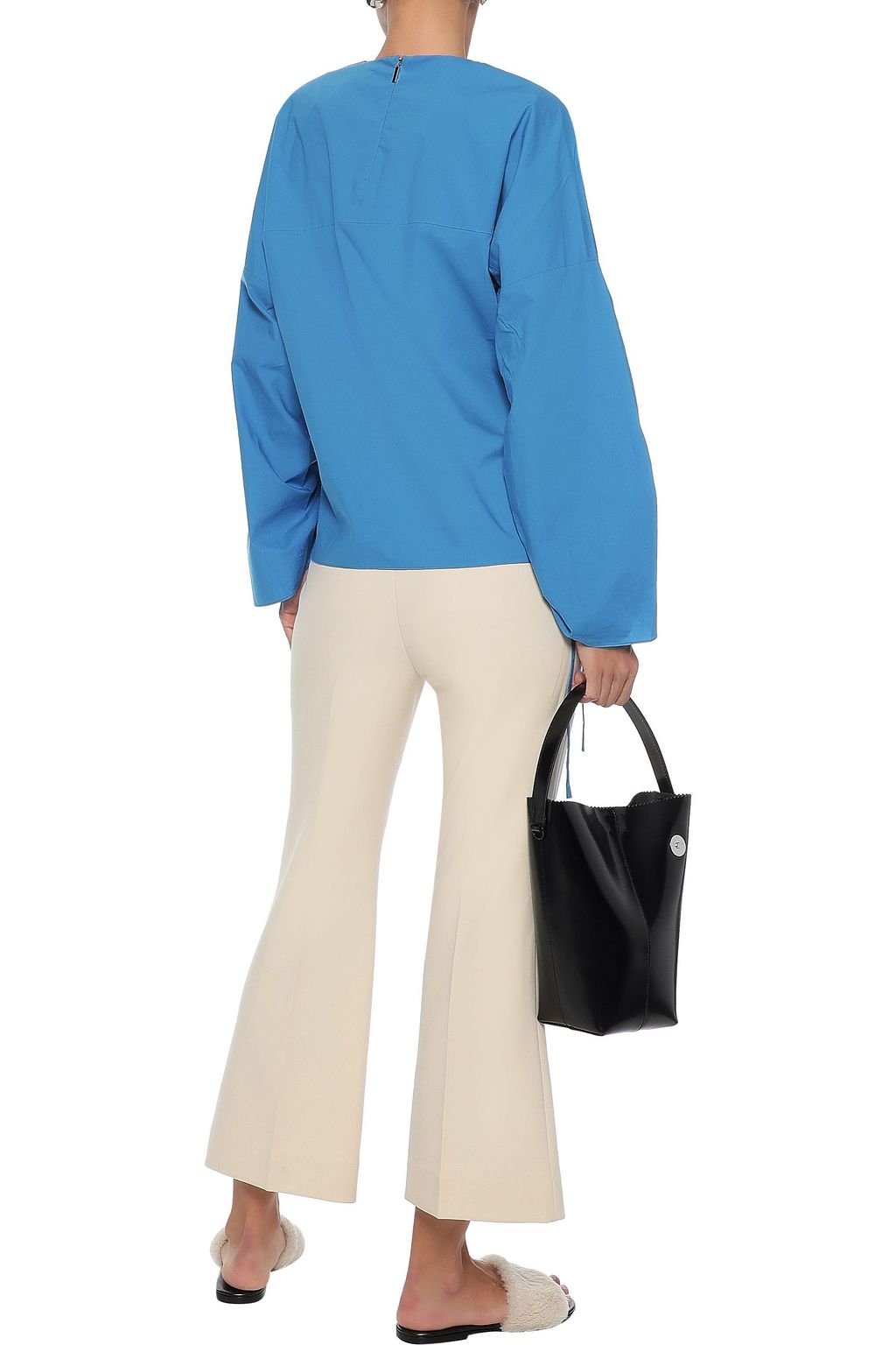 TIBI Ruched cotton-poplin top