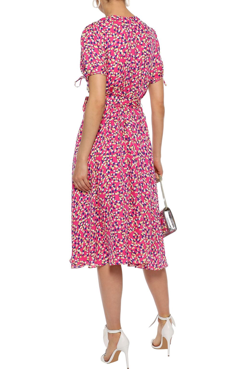 CAROLINA HERRERA Belted printed silk crepe de chine midi wrap dress