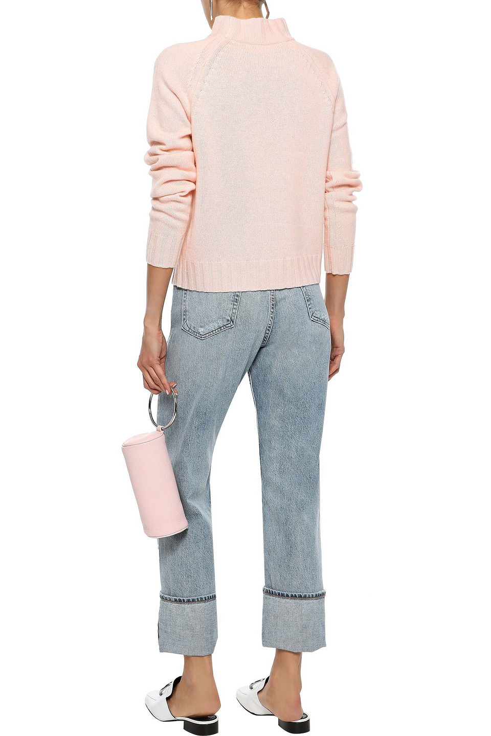 Shop Equipment Abel Cutout Wool And Cashmere-blend Turtleneck Sweater In Baby Pink