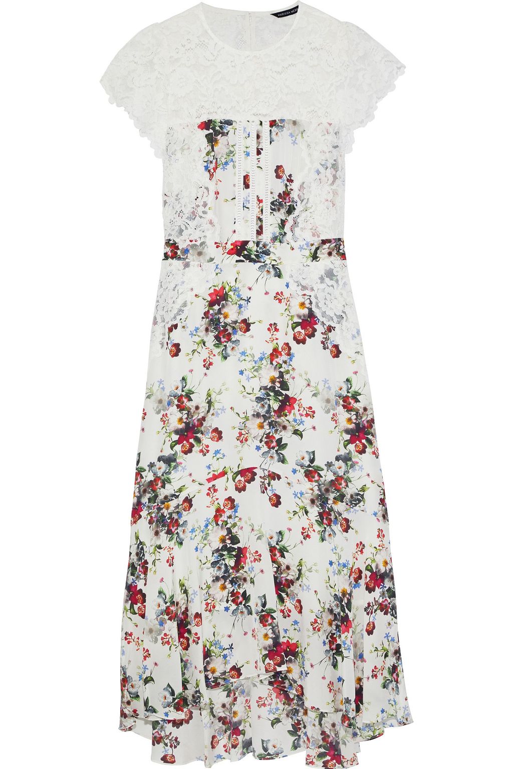 lace panelled open back midi dress