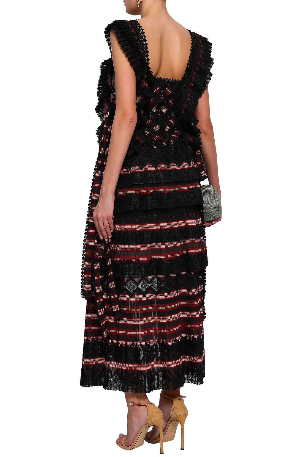 ZIMMERMANN Lace-up striped cutout chiffon mini dress