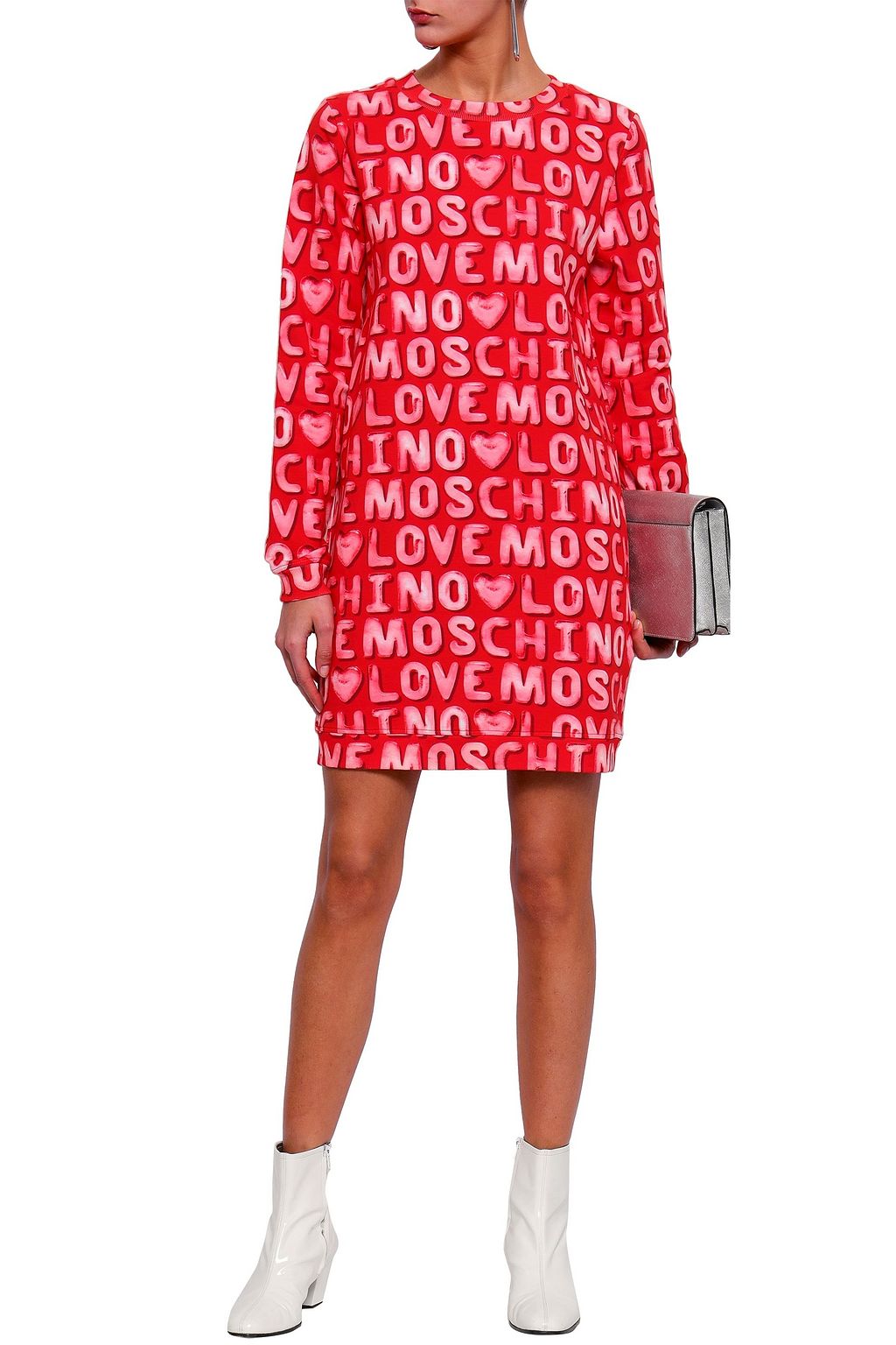 LOVE MOSCHINO Printed stretch-cotton jersey mini dress
