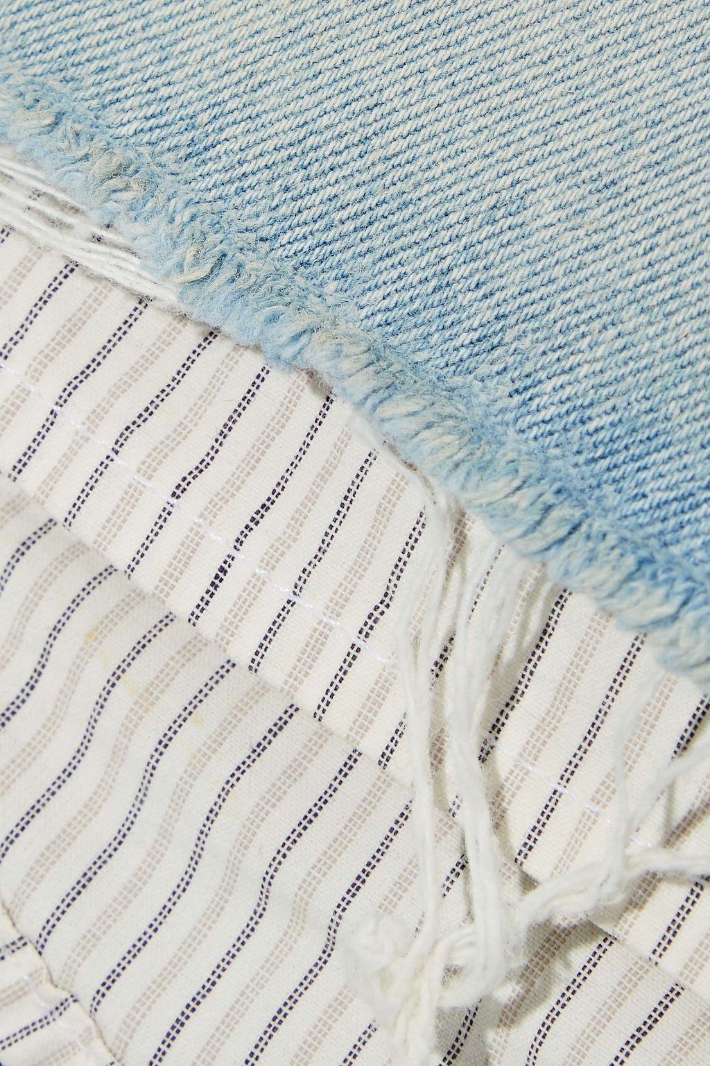 ALEXANDER WANG Striped jacquard-paneled distressed denim mini skirt