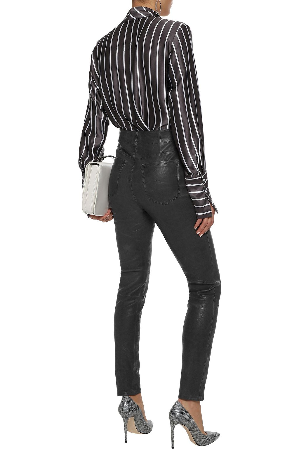 J BRAND Natasha button-detailed leather skinny pants