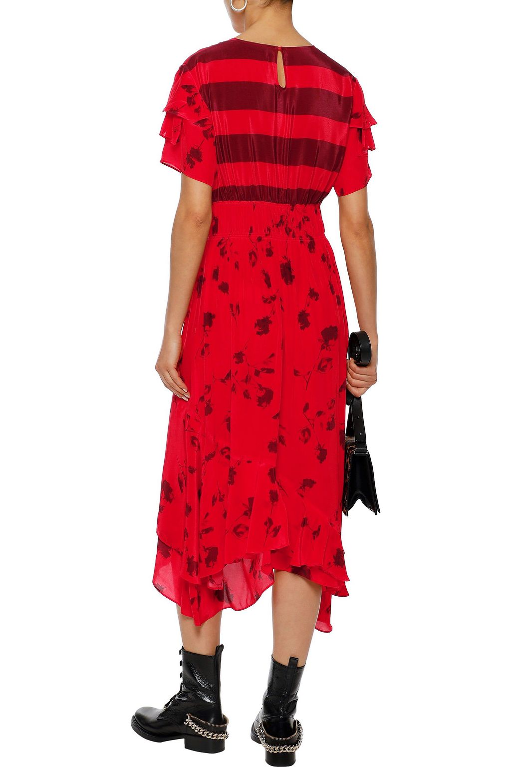 PREEN LINE Esther asymmetric printed satin-crepe midi dress