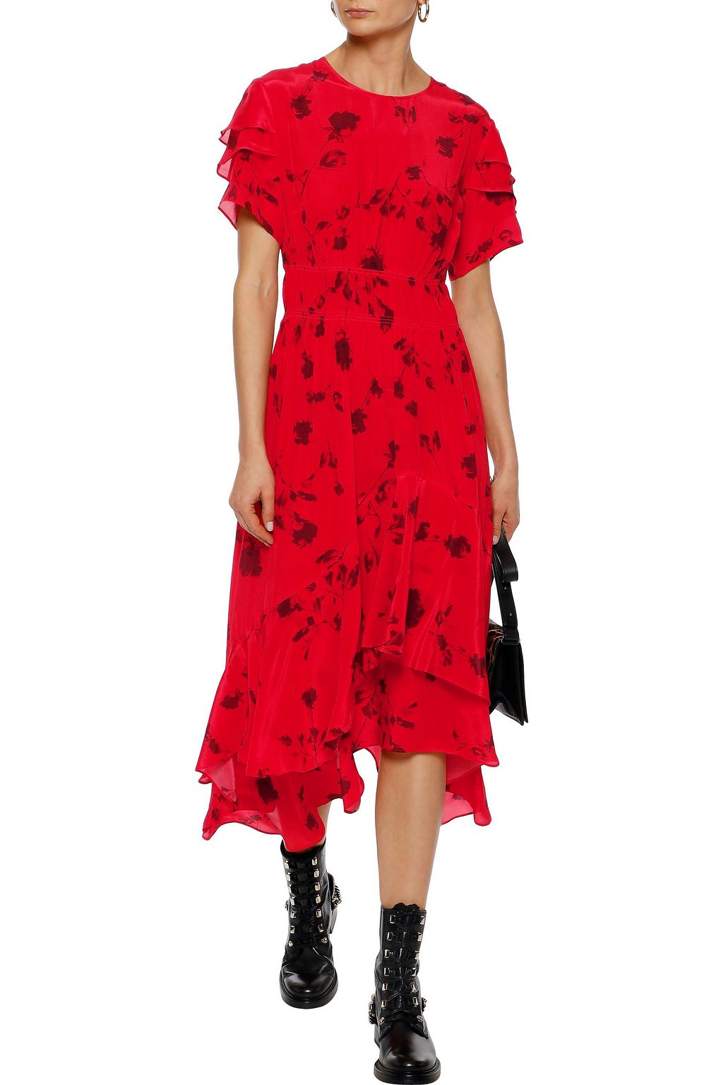 PREEN LINE Esther asymmetric printed satin-crepe midi dress