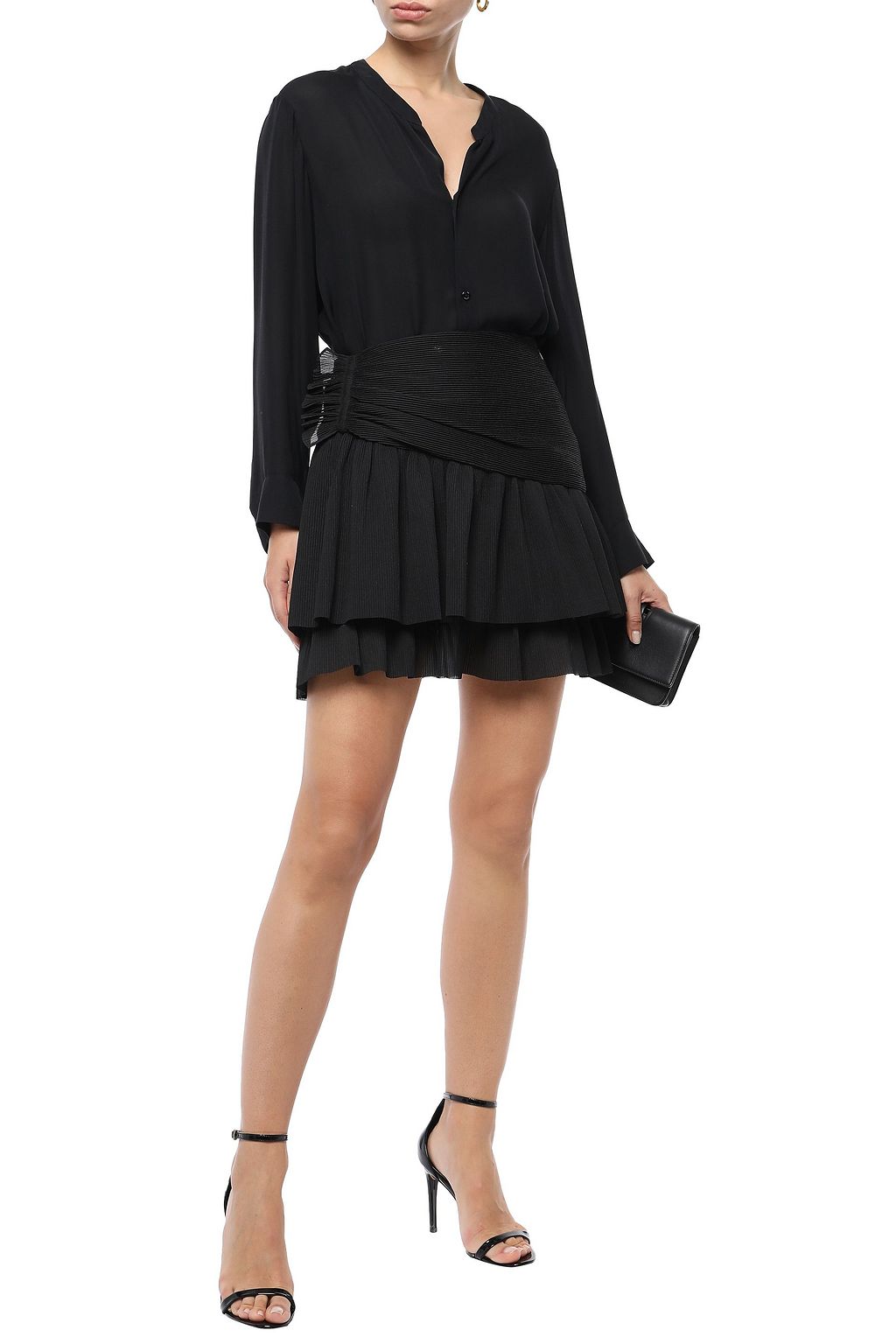 ZIMMERMANN Tiered floral-print chiffon plissé mini skirt