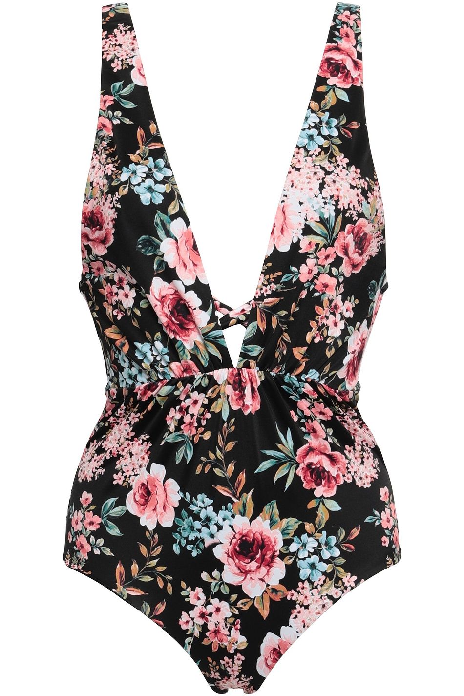 floral and striped bathing suit