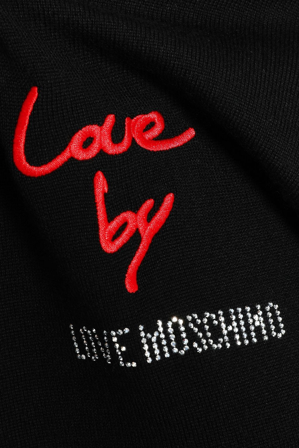 LOVE MOSCHINO Embellished wool mini dress