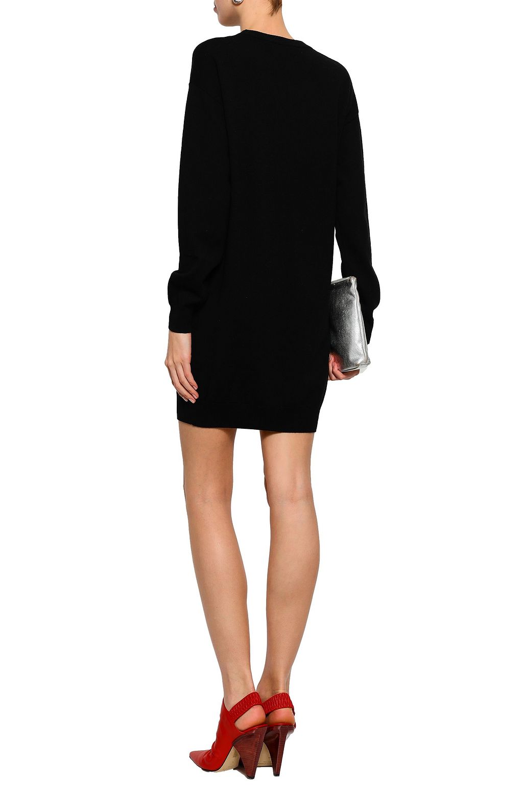 LOVE MOSCHINO Embellished wool mini dress