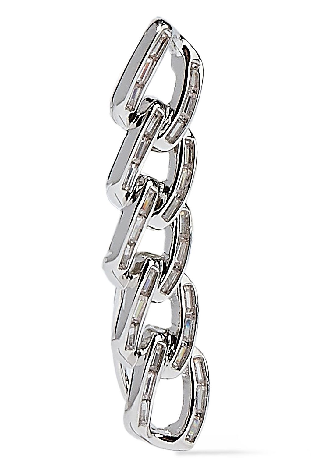 NOIR JEWELRY Chain Gang rhodium-plated crystal ear cuffs